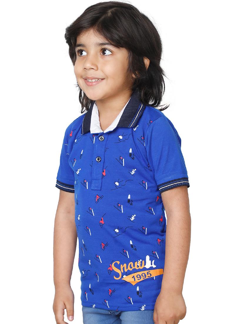 kids blue front print polo t-shirt - 20625794 - Standard Image - 1