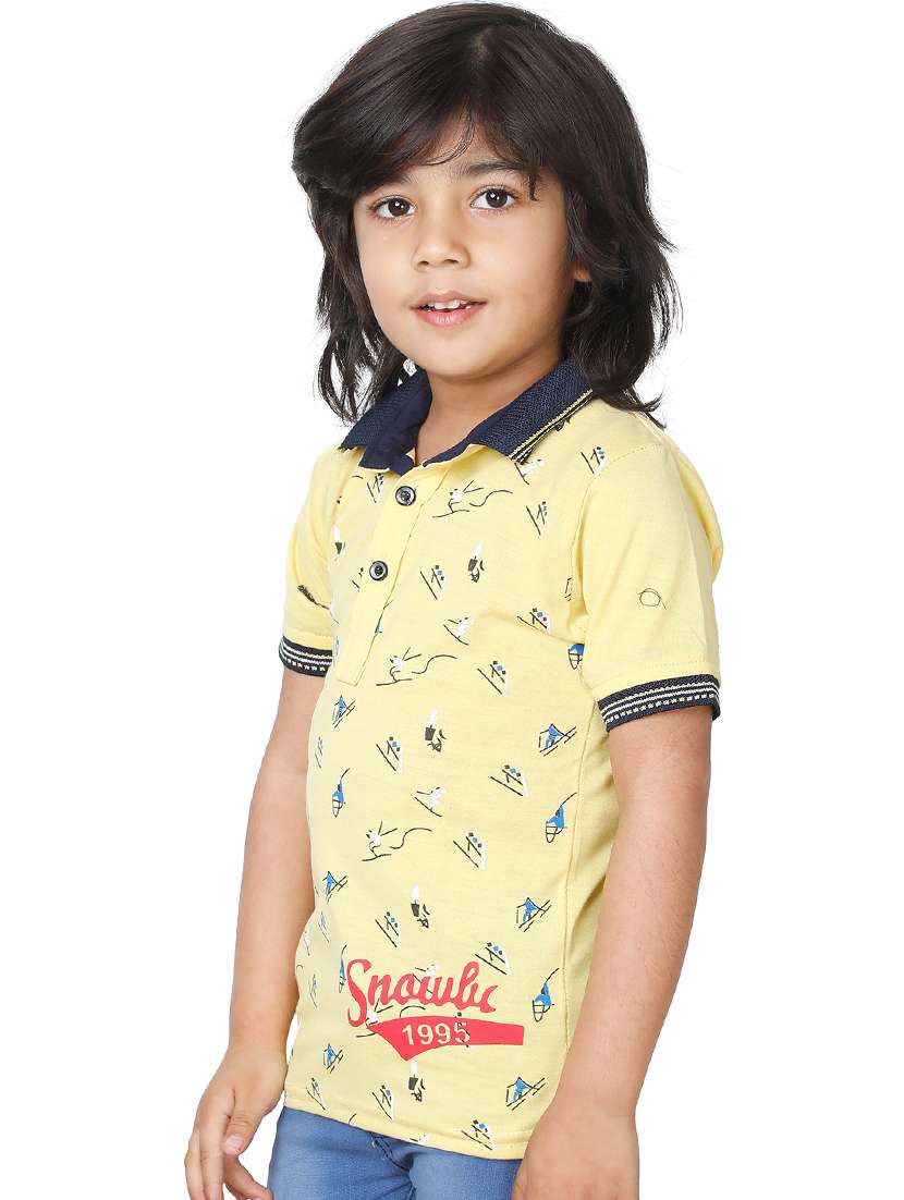 boys printed cotton polo t-shirt - 20625798 -  Standard Image - 1