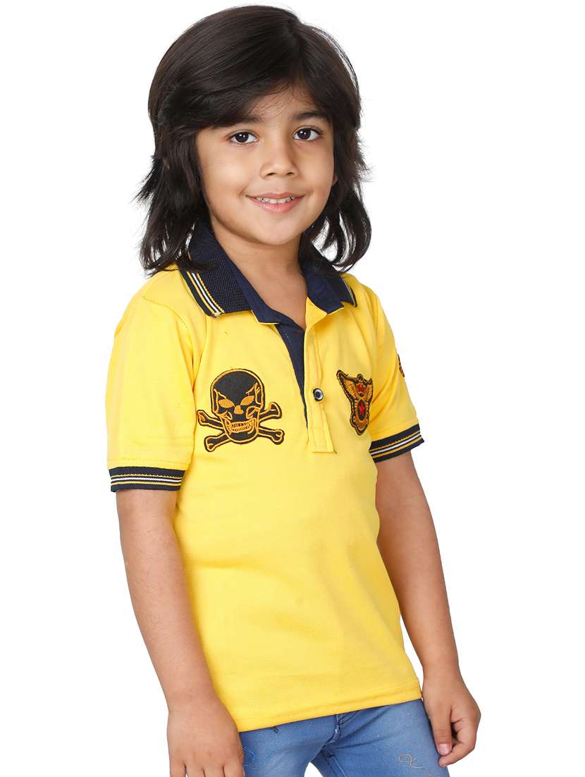 kids yellow patch detailed polo t-shirt - 20625800 -  Standard Image - 1