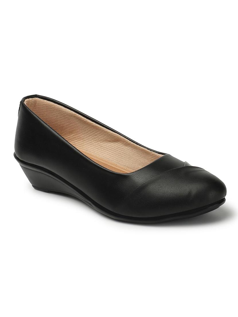 solid black platform heels slip on ballerina - 20625806 - Standard Image - 1