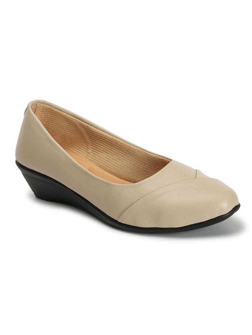 solid beige platform heels slip on ballerina - 20625809 - Standard Image - 1