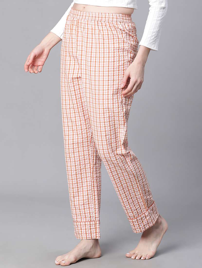 women checkered mid rise pajama - 20626598 - Standard Image - 1