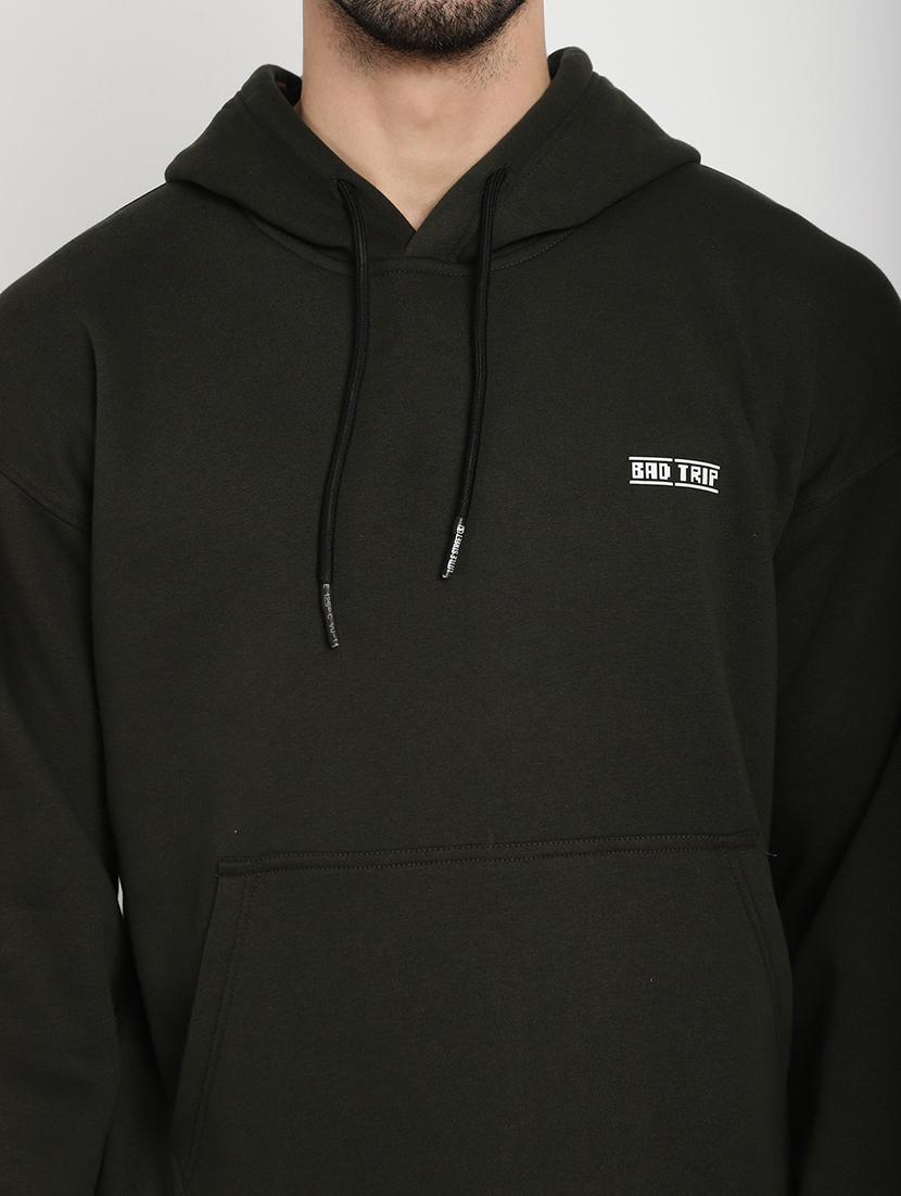olive green placement print hooded sweatshirt - 20627198 - Standard Image - 4