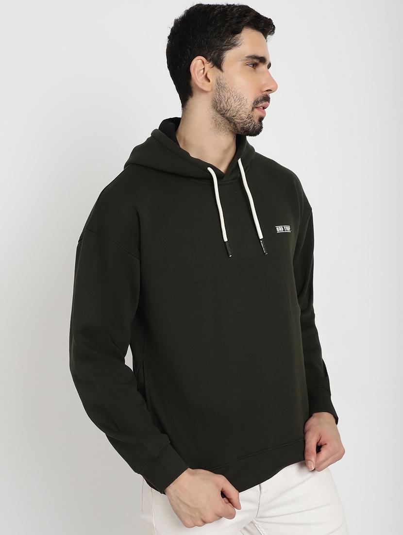 olive green back print hooded sweatshirt - 20627201 - Standard Image - 1