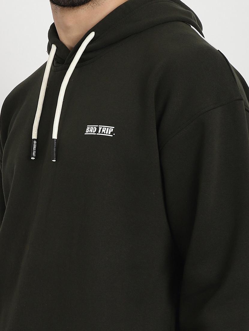 olive green back print hooded sweatshirt - 20627201 - Standard Image - 4