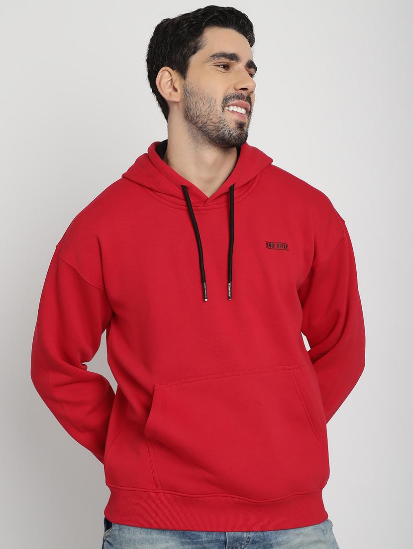 red placement print hooded sweatshirt - 20627207 - Standard Image - 1