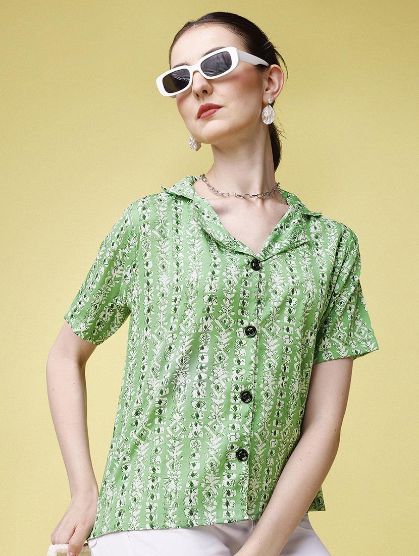 women green printed regular shirt - 20627217 - Standard Image - 1