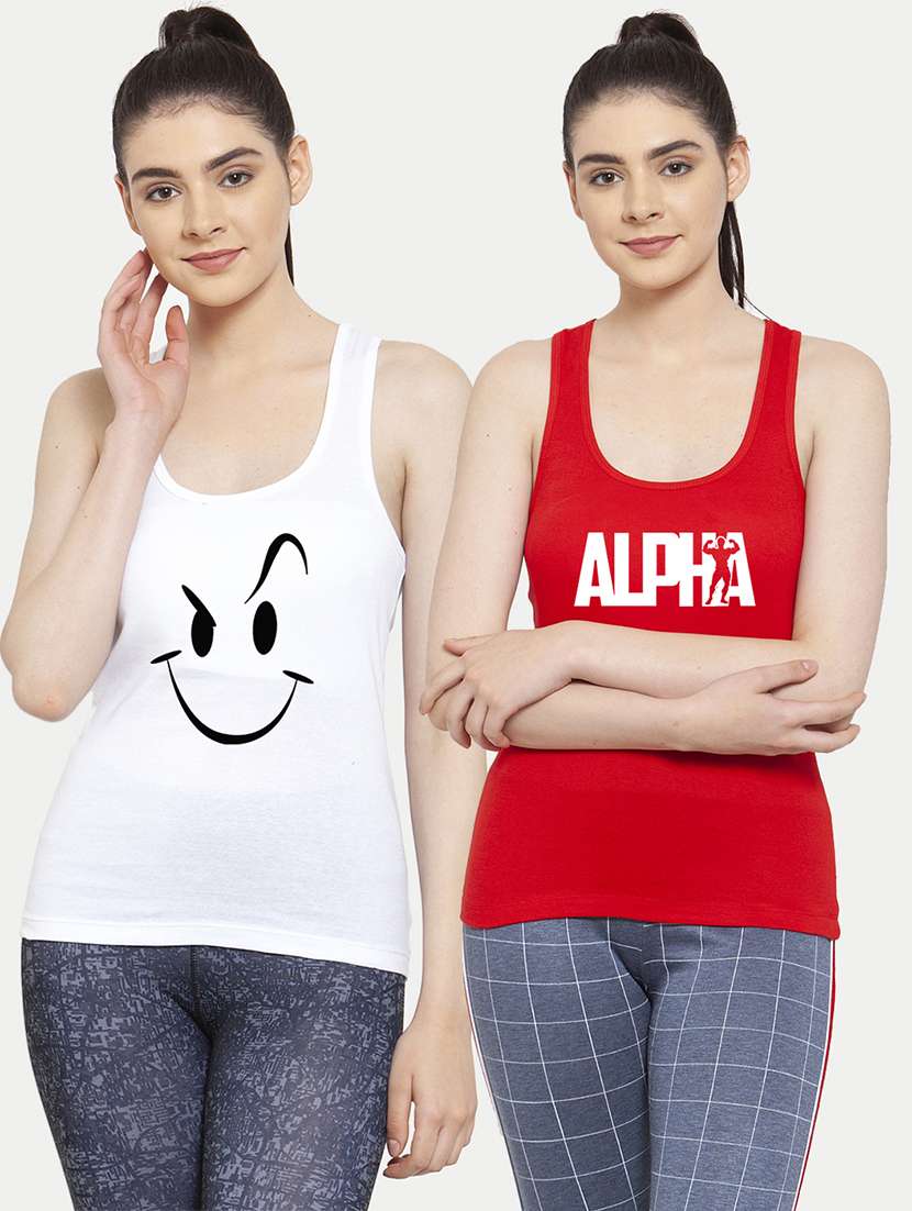 women set of 2 multi coloured tank top - 20627293 -  Zoom Image - 0