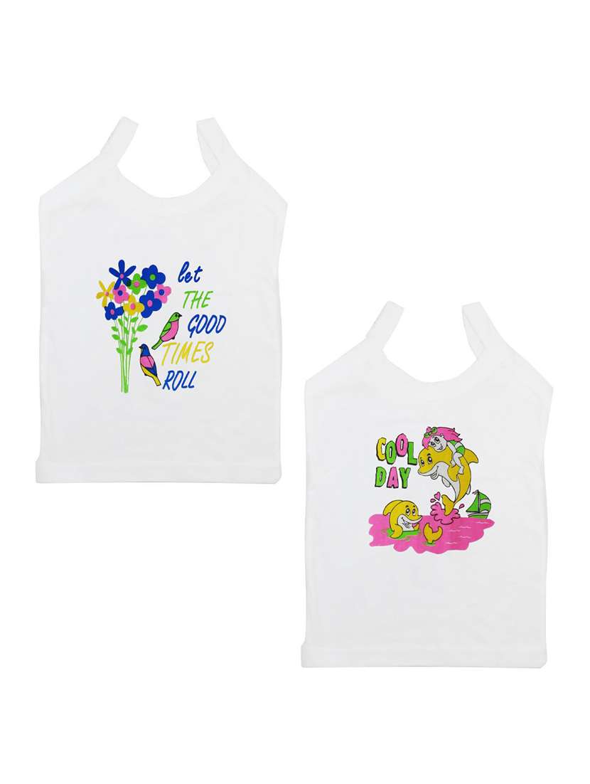 kids printed cotton vest combo