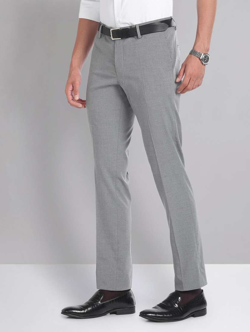 grey polyester flat front formal trouser - 20632797 - Standard Image - 1
