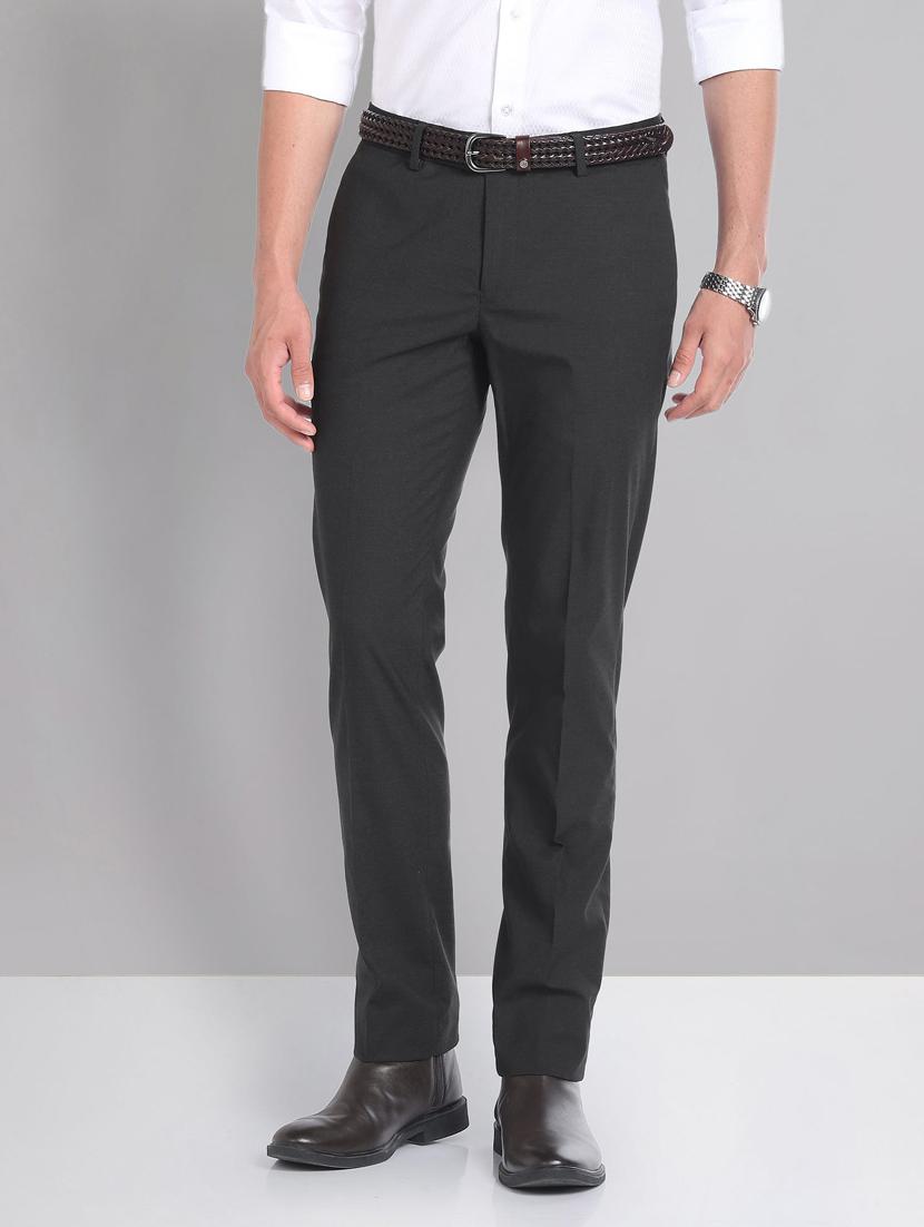 black polyester flat front trousers formal - 20632798 - Zoom Image - 0