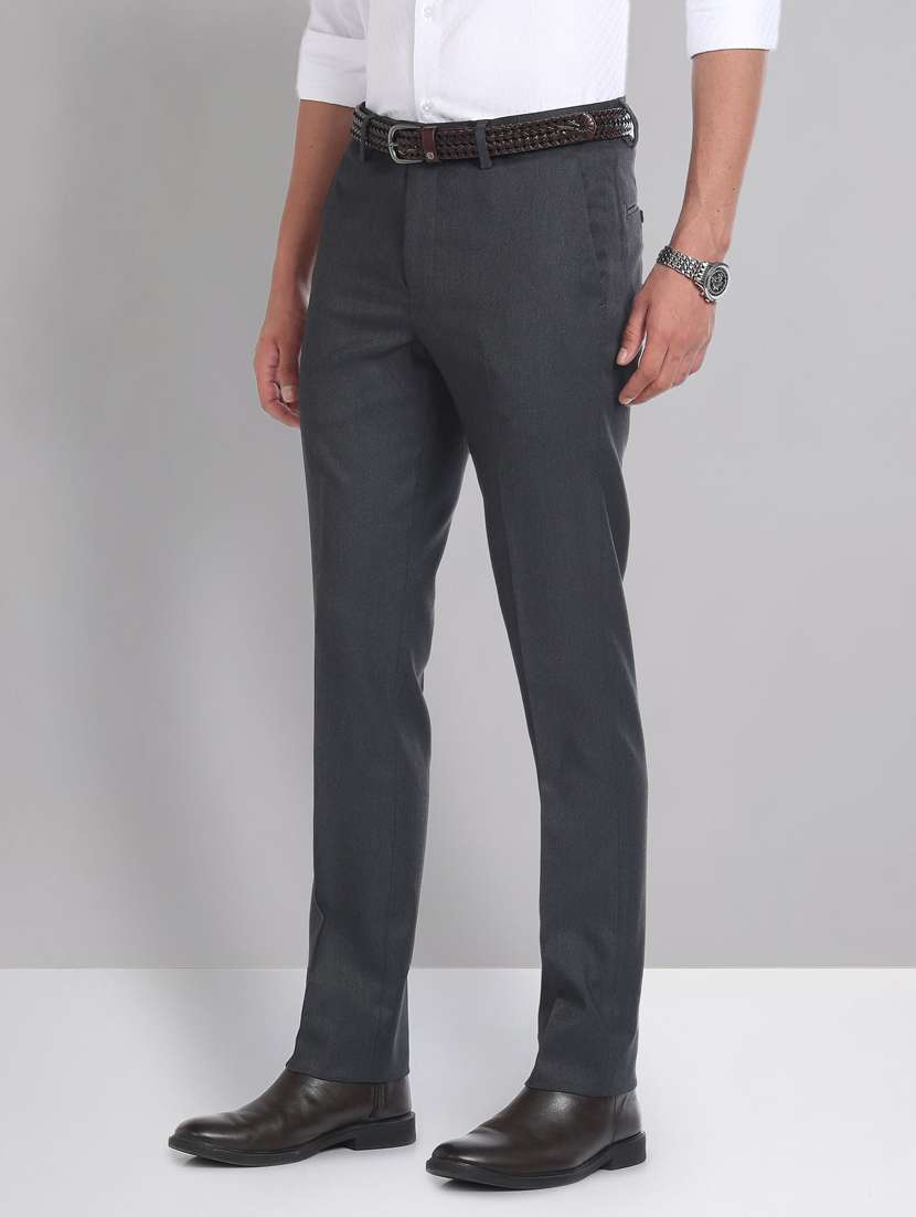 grey polyester flat front formal trouser - 20632801 -  Standard Image - 1