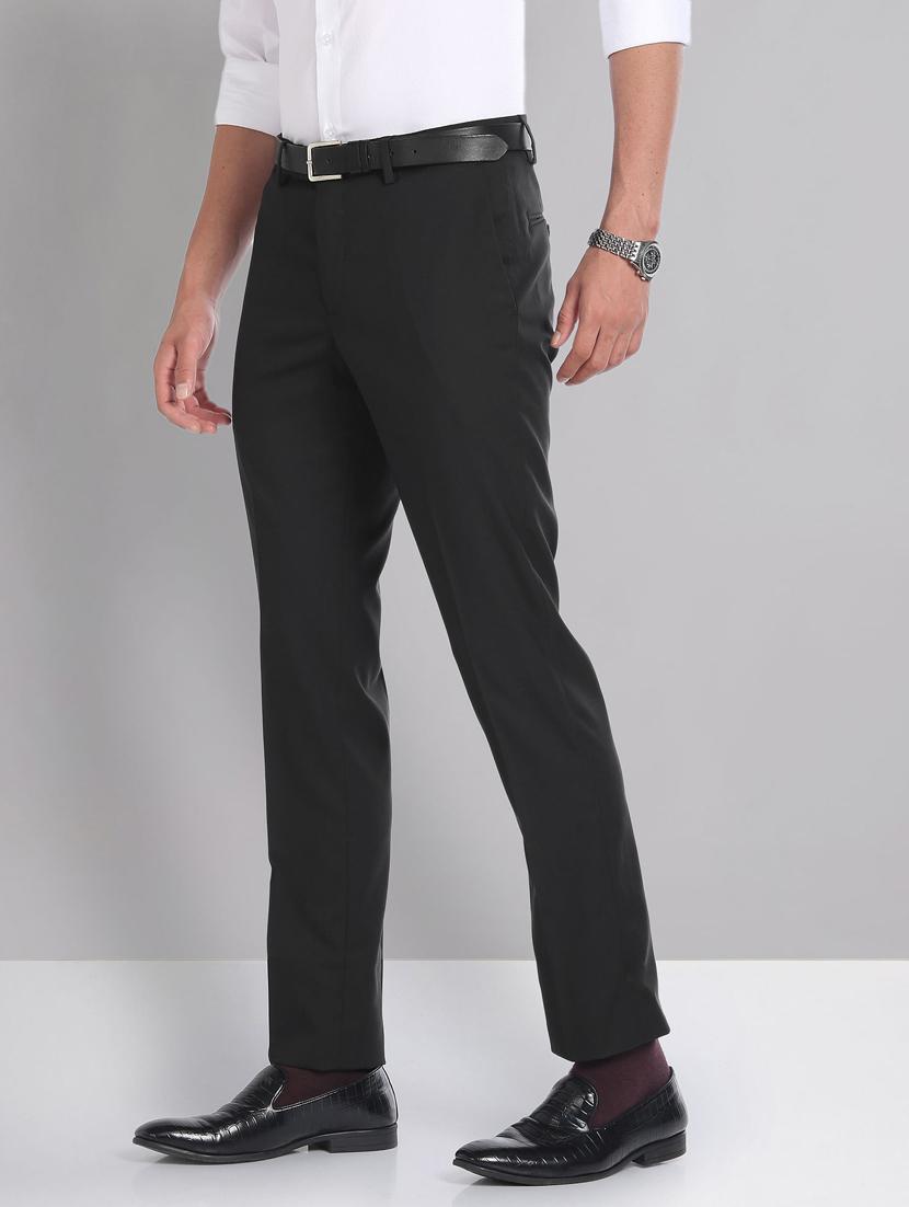 black polyester flat front formal trouser - 20632802 - Standard Image - 1