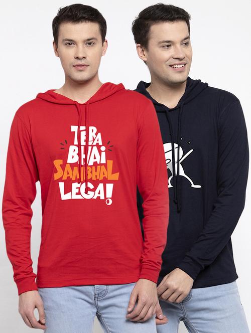 pack of 2 - multi colored cotton chest print sweatshirt - 20639612 - Standard Image - 0