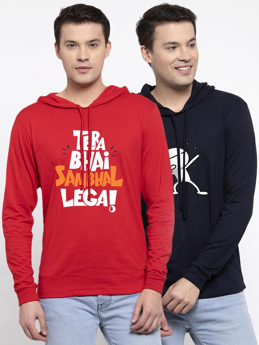 pack of 2 - multi colored cotton chest print sweatshirt - 20639612 - Zoom Image - 0