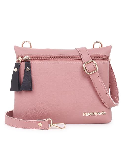 pink solid leatherette structured sling bag - 20643793 -  Standard Image - 0
