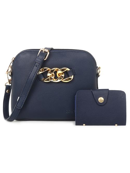 blue set of 2 solid leatherette structured sling bag - 20643803 - Standard Image - 0