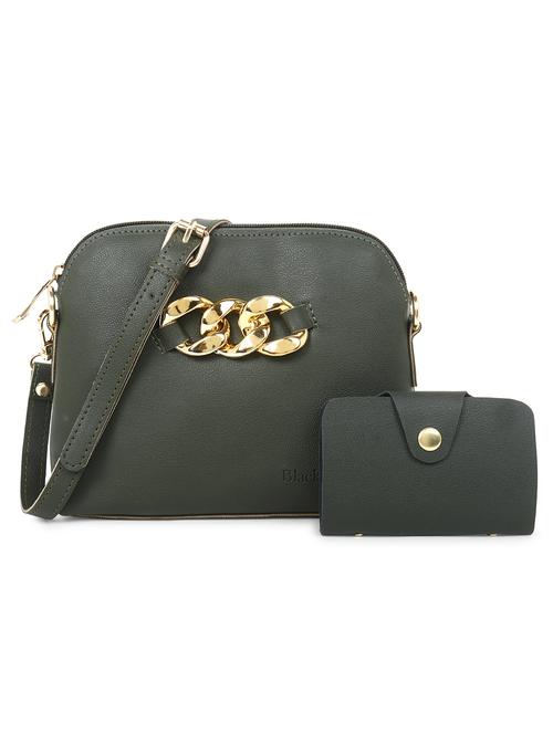 green set of 2 solid leatherette structured sling bag - 20643804 - Standard Image - 0
