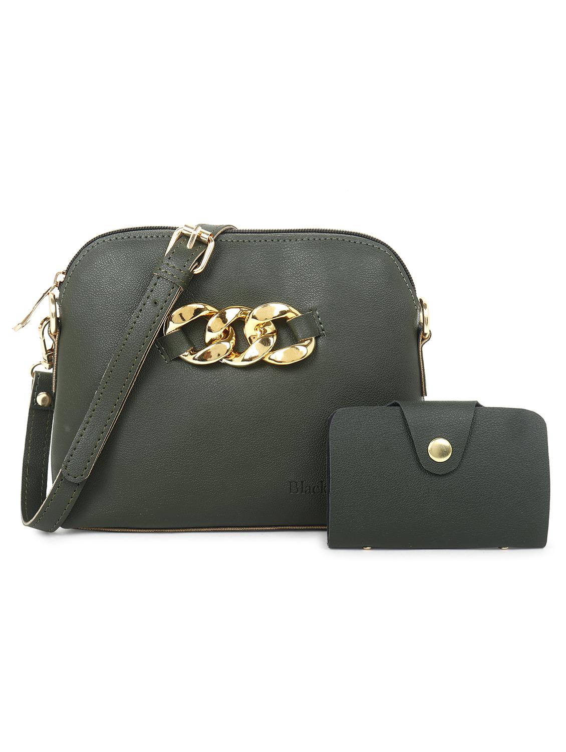 green set of 2 solid leatherette structured sling bag - 20643804 - Zoom Image - 0