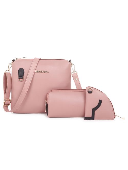 pink set of 3 solid leatherette structured sling bag - 20643811 - Standard Image - 0