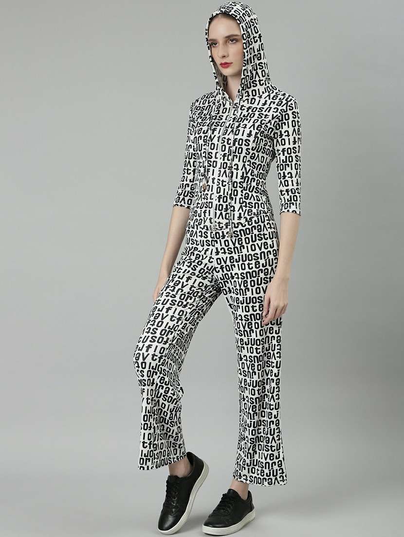 women black & white typographic top and trouser set  - 20643984 -  Standard Image - 1