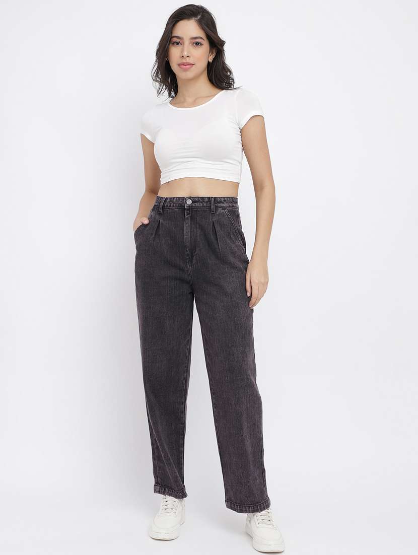 women's plain straight fit jeans - 20643985 - Standard Image - 4