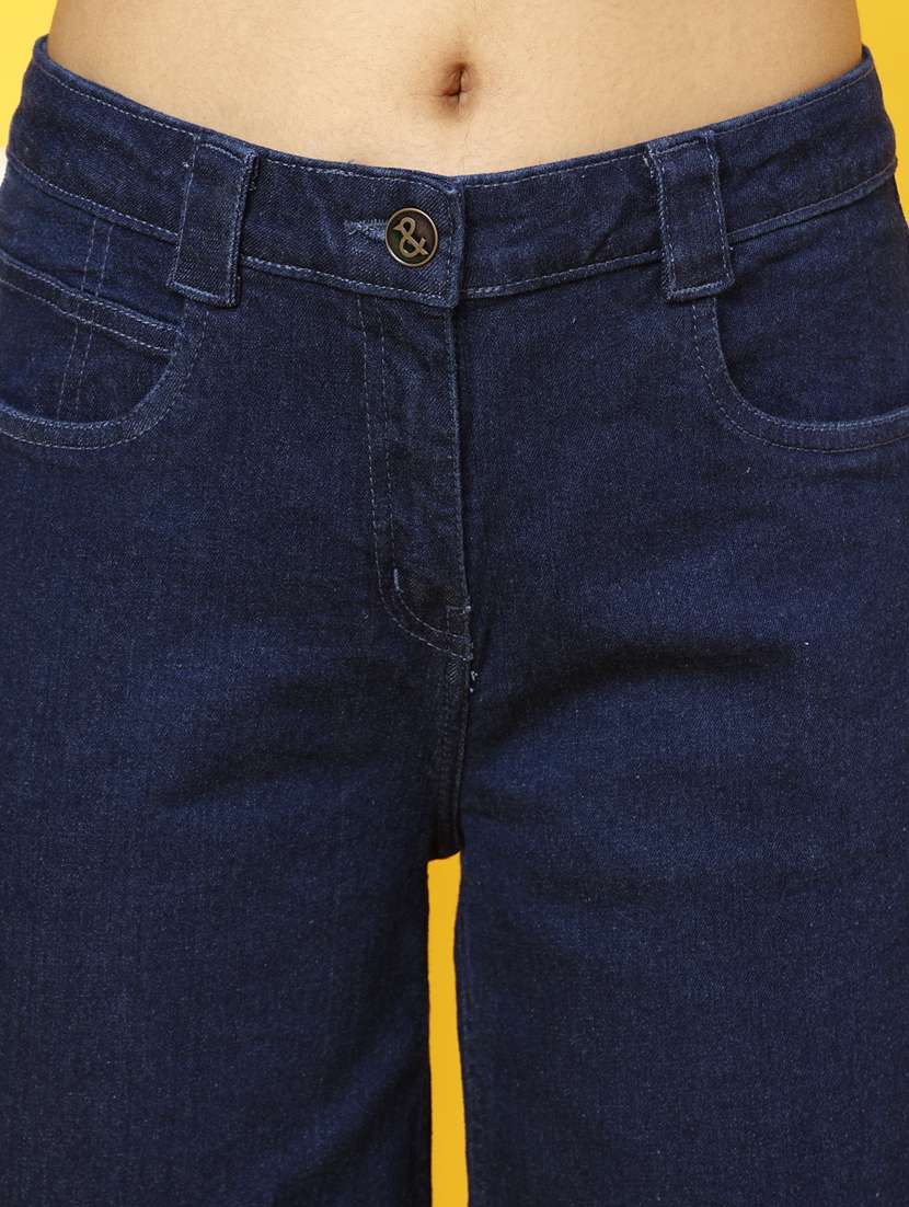 girls solid navy blue flared jeans - 20644002 -  Standard Image - 4