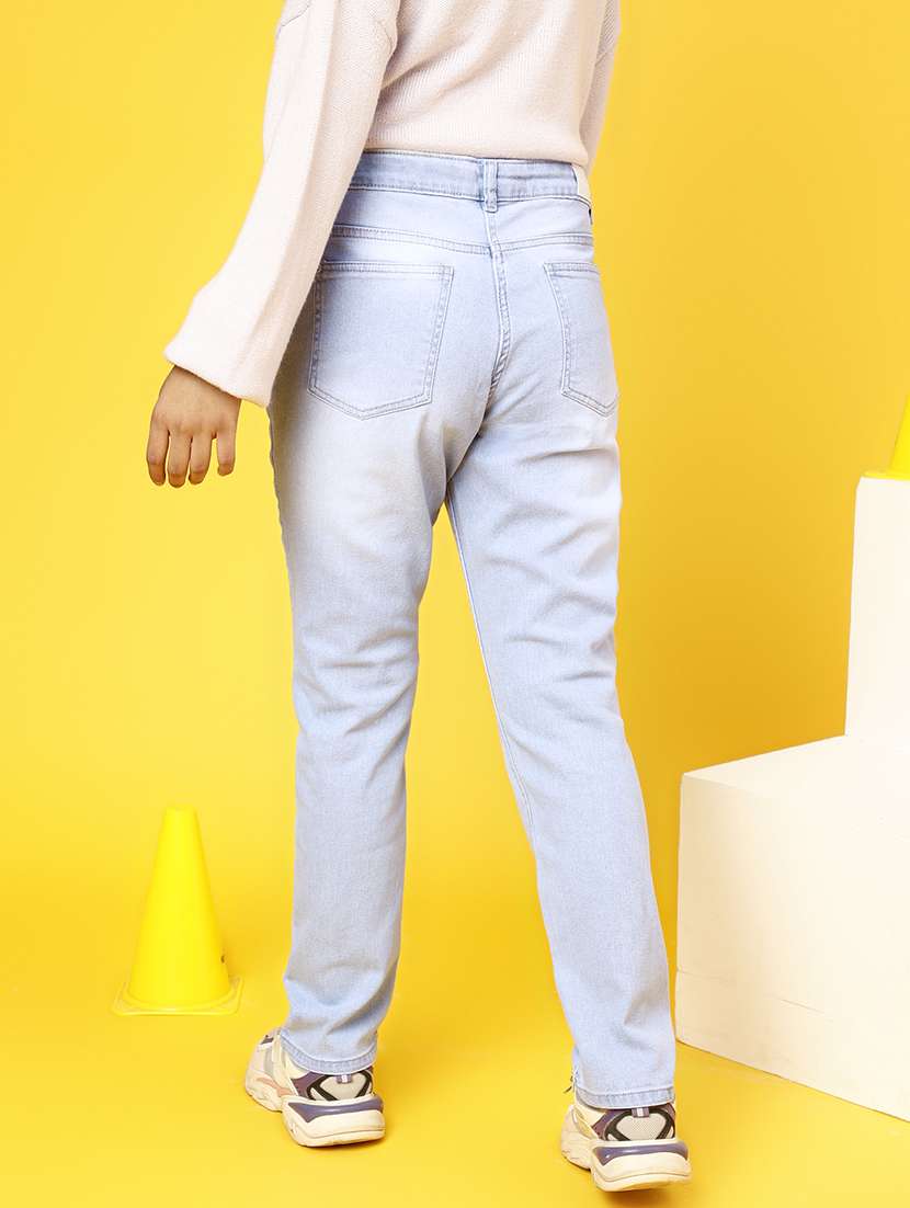 girls light blue distress jeans - 20644004 -  Standard Image - 4