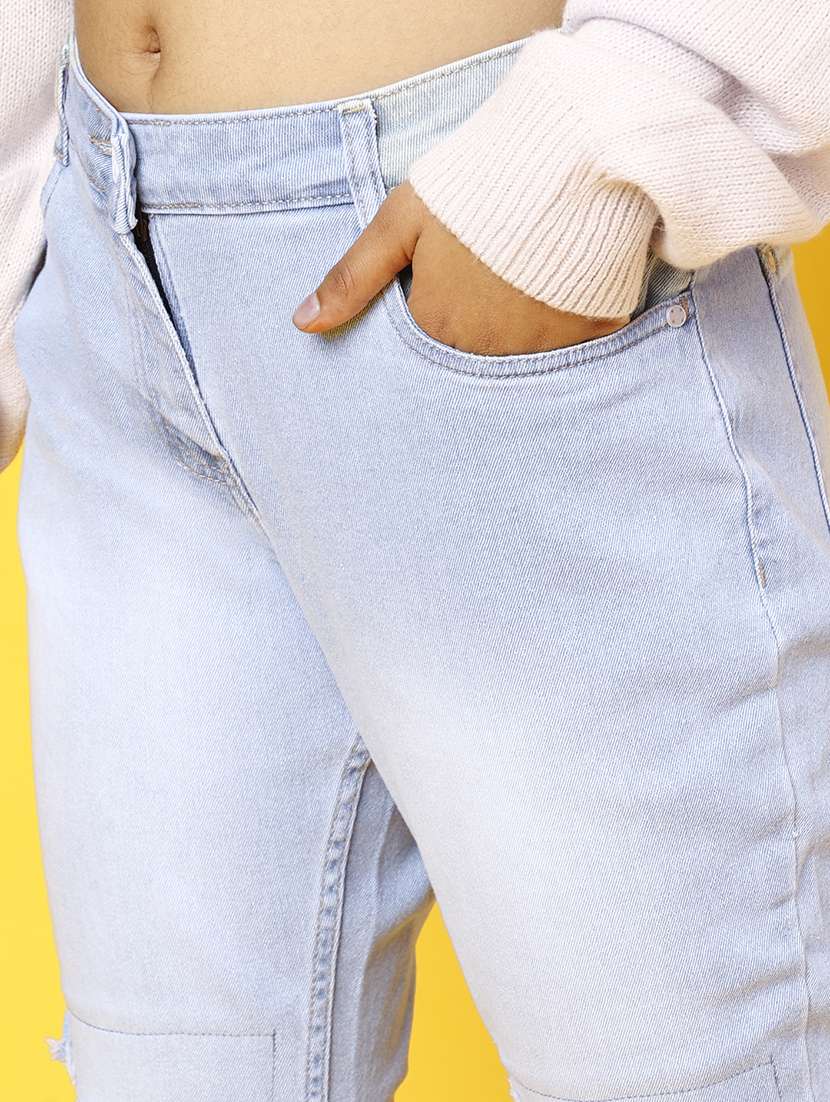 girls light blue distress jeans - 20644004 -  Standard Image - 6