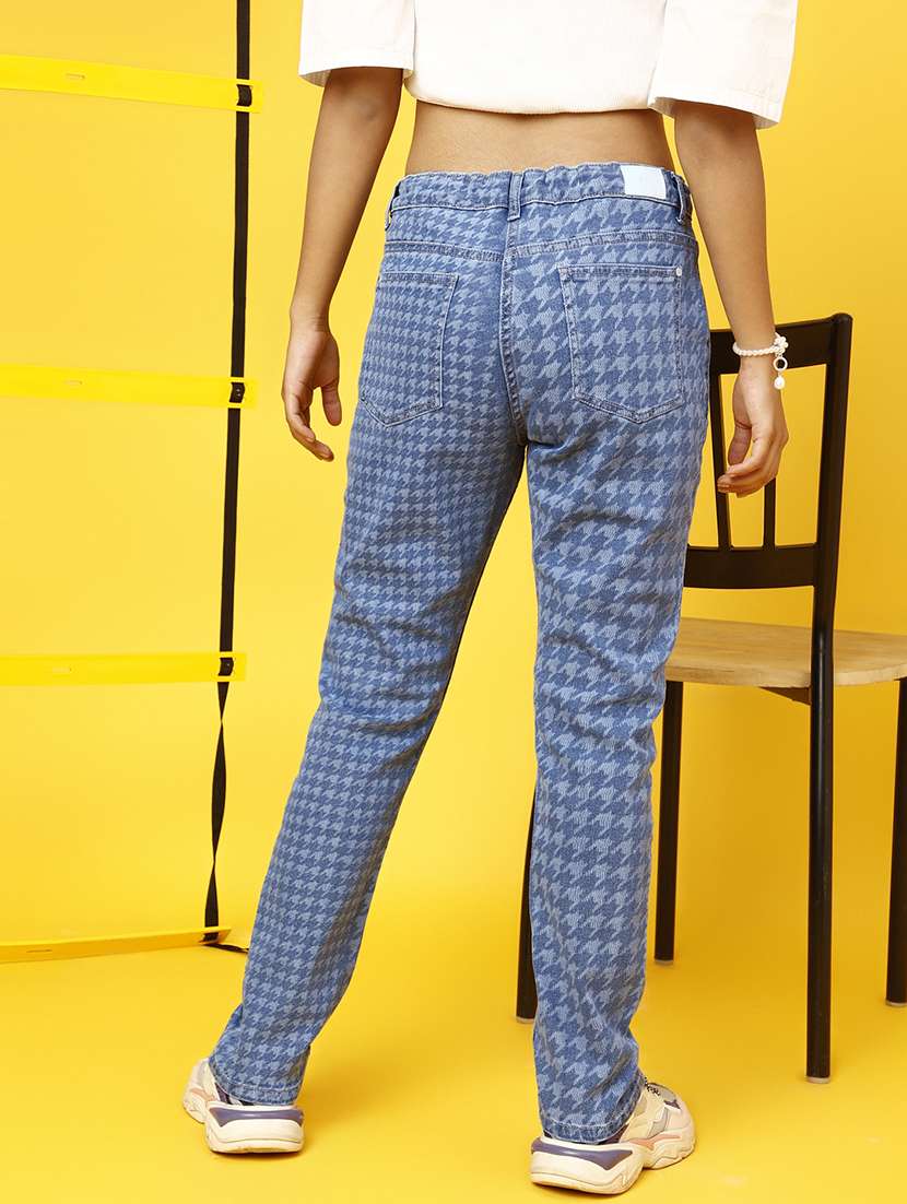 girls blue printed slim fit jeans - 20644006 -  Standard Image - 4