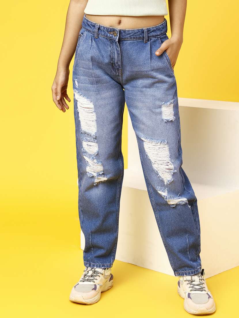 girls distressed relaxed fit jeans