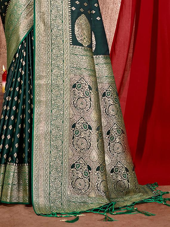 green self design banarasi saree with blouse - 20644141 -  Standard Image - 1