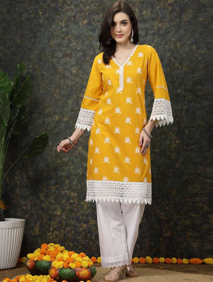 women floral printed straight kurta - 20644355 - Standard Image - 4