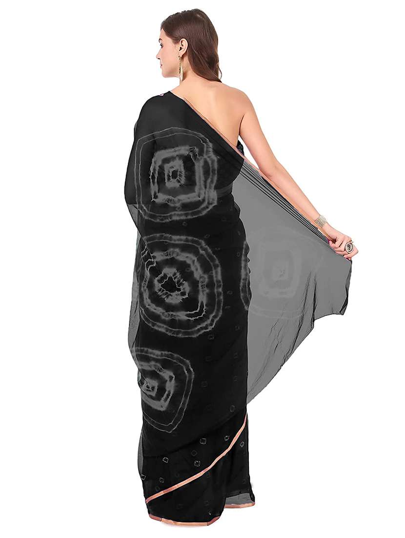 women black bandhani printed saree with blouse - 20644482 -  Standard Image - 1