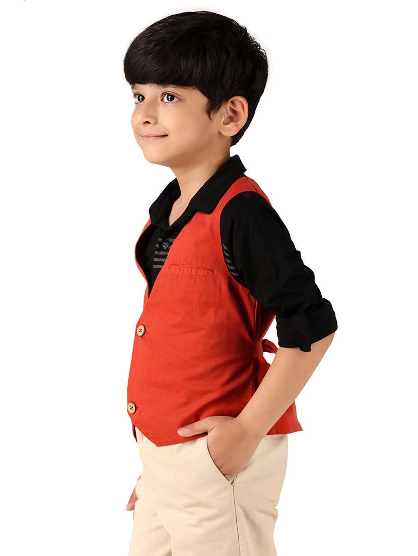 Boys Solid Cotton Waistcoat - 20644573 -  Standard Image - 1