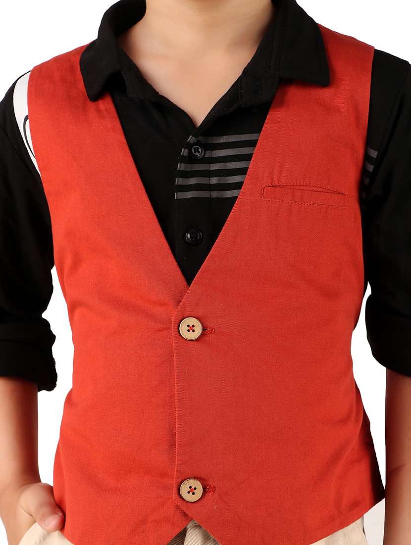 Boys Solid Cotton Waistcoat - 20644573 -  Standard Image - 4