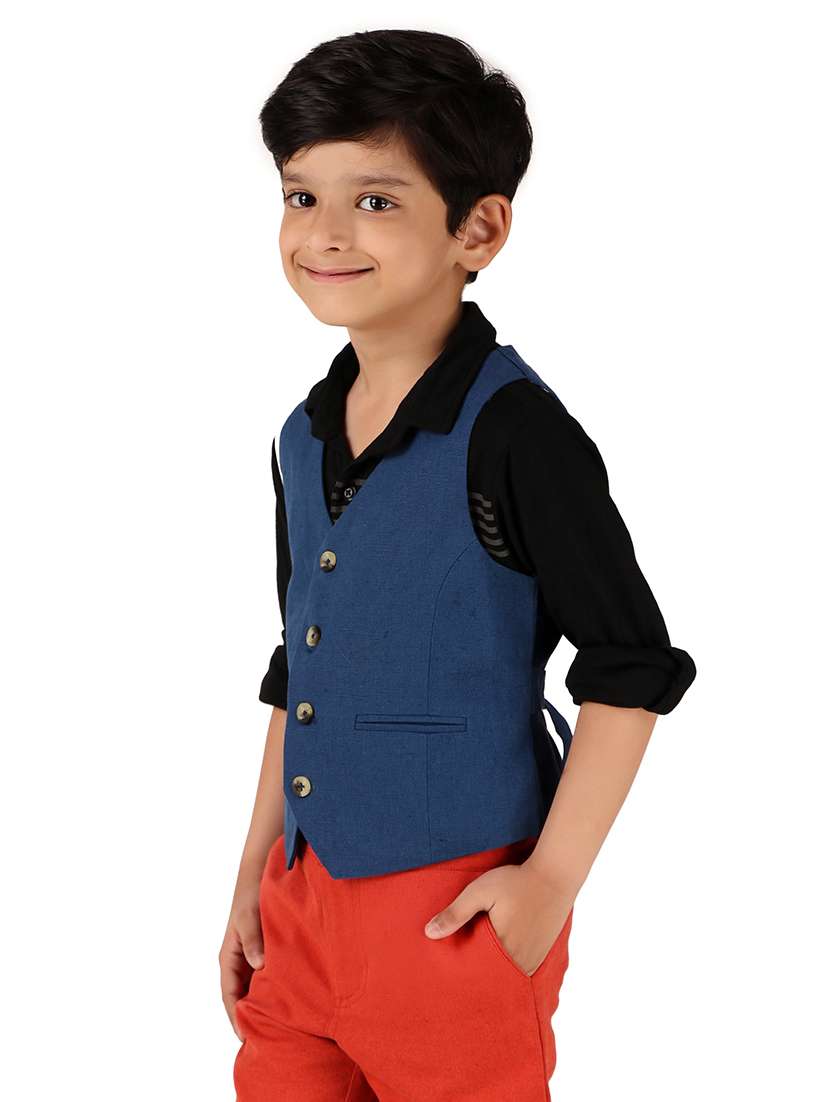 boys solid cotton waistcoat - 20644574 -  Standard Image - 1