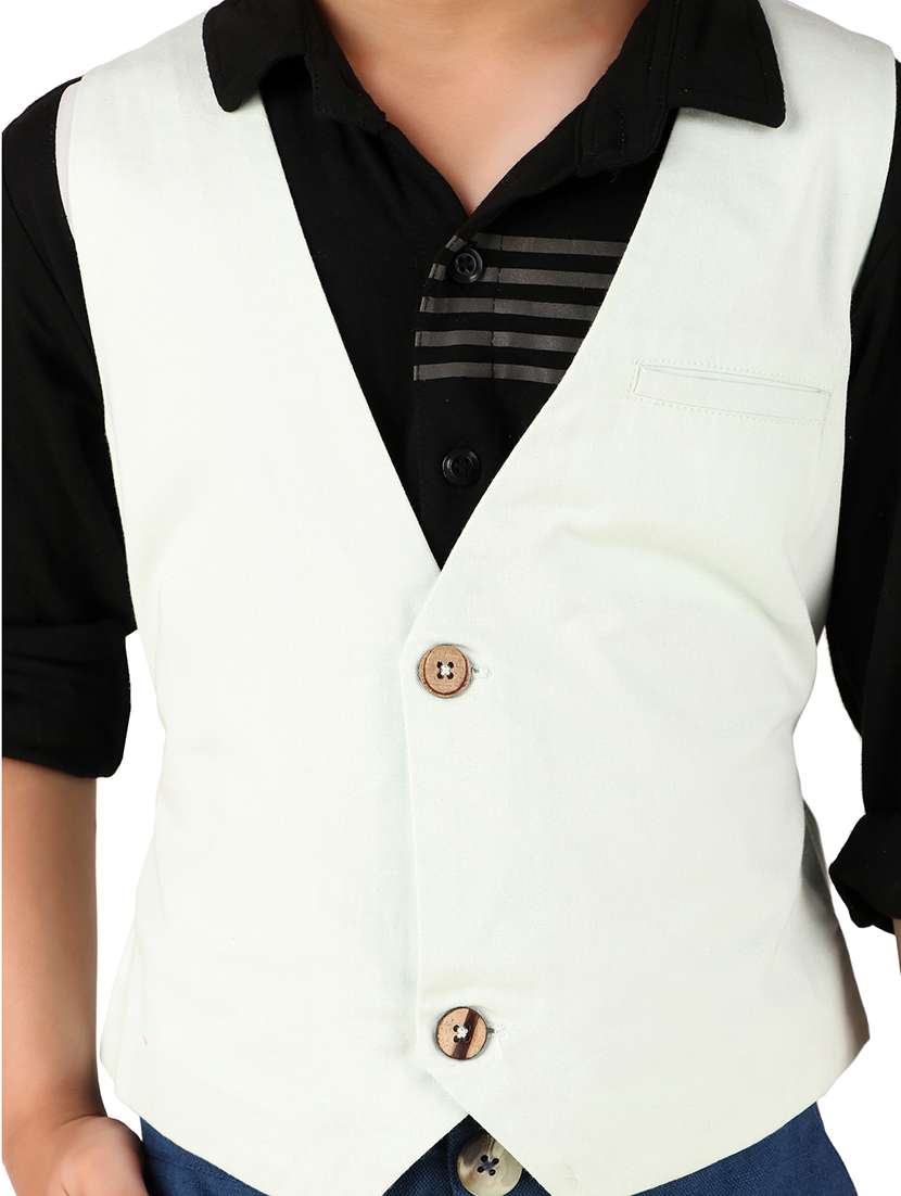 boys solid cotton waistcoat - 20644575 -  Standard Image - 4