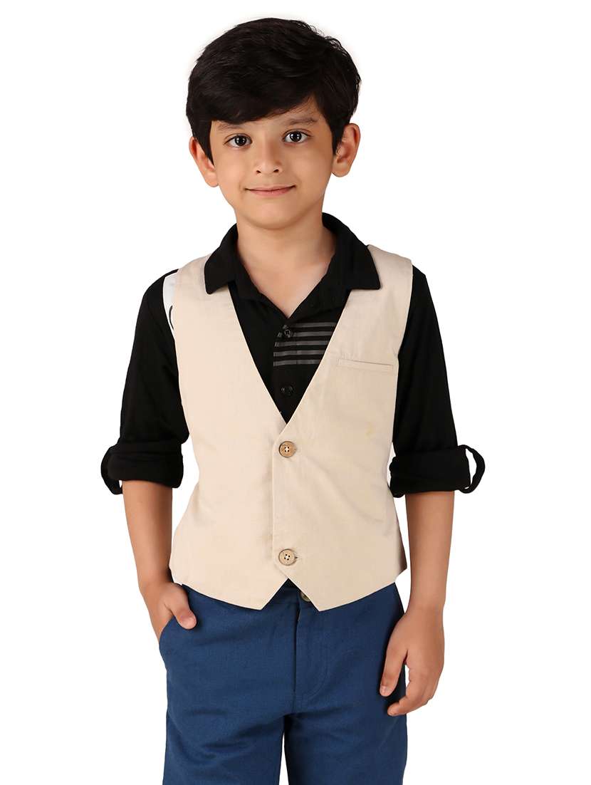 boys solid cotton waistcoat