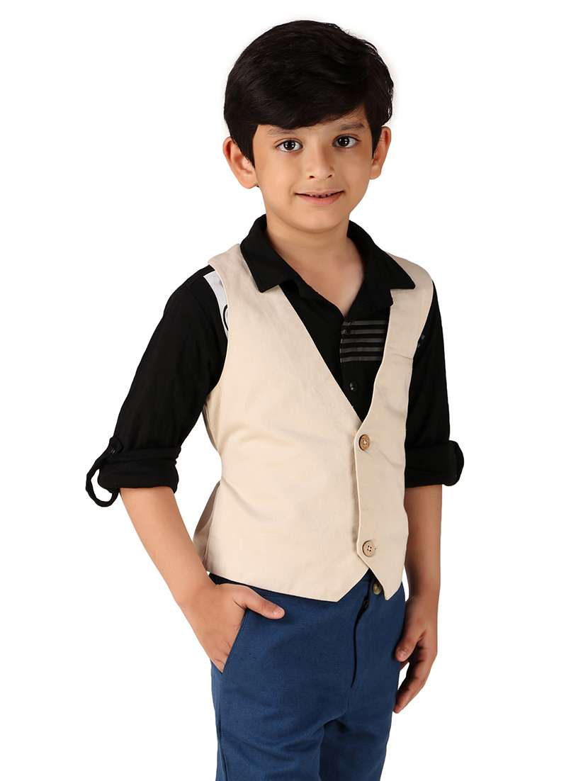 boys solid cotton waistcoat - 20644576 -  Standard Image - 1