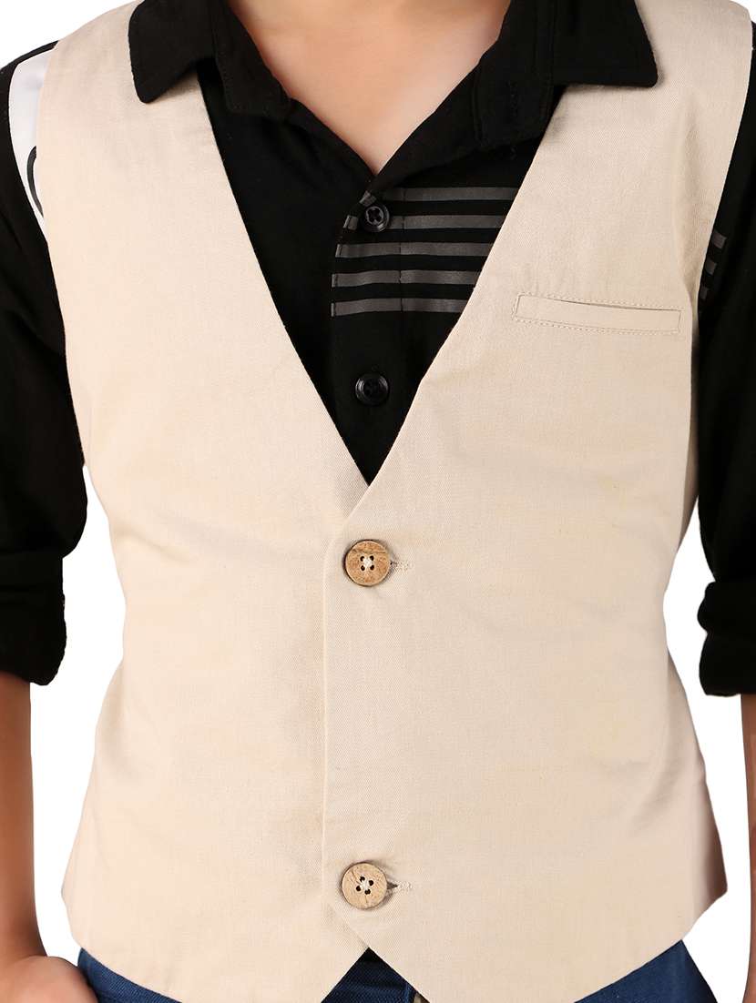 boys solid cotton waistcoat - 20644576 -  Standard Image - 4