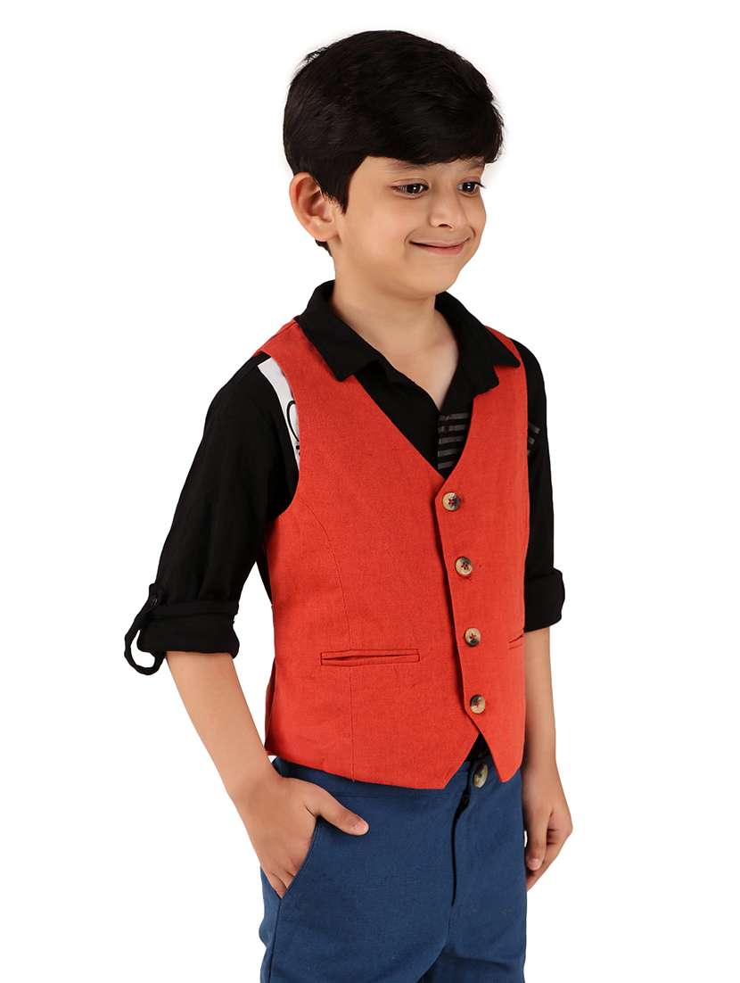 boys solid cotton waistcoat - 20644577 -  Standard Image - 1