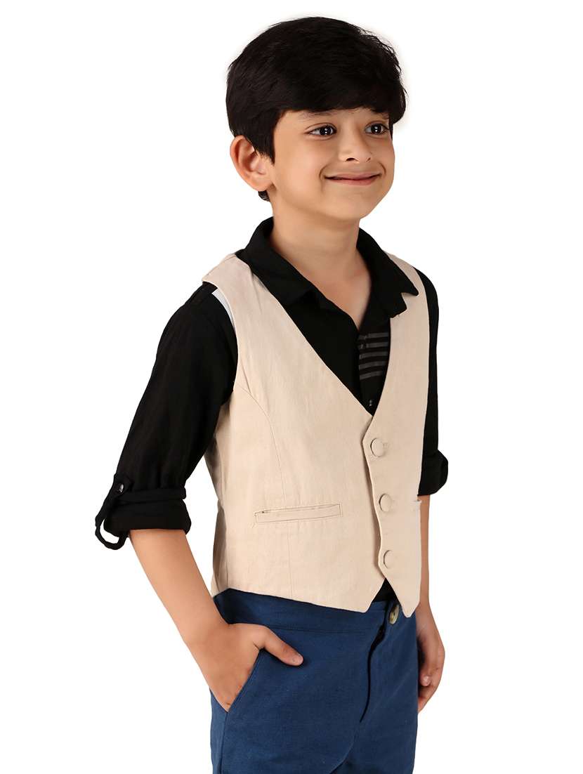boys solid cotton waistcoat - 20644578 -  Standard Image - 1