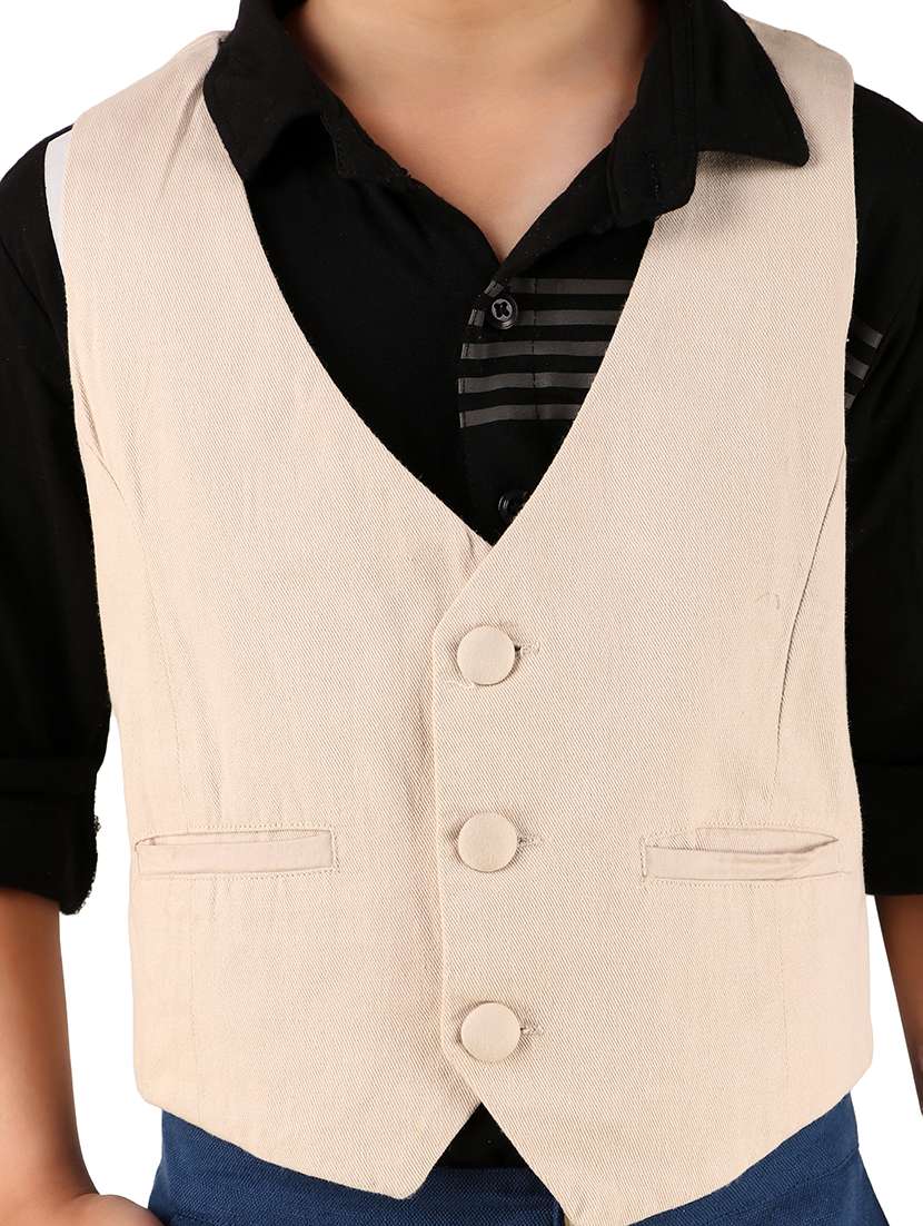boys solid cotton waistcoat - 20644578 -  Standard Image - 4