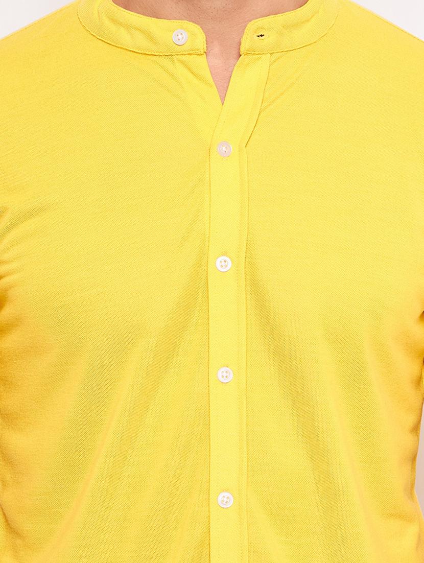 men mandarin neck solid casual shirt - 20644579 - Standard Image - 4