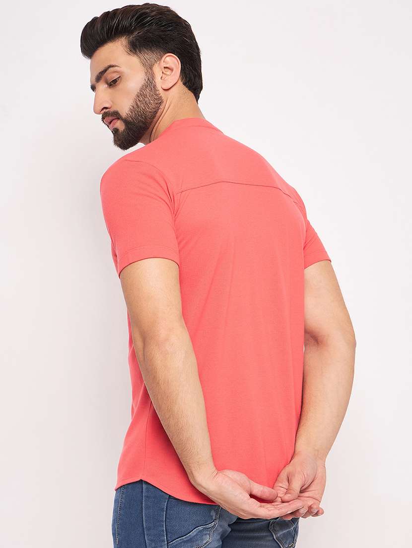 men mandarin neck solid casual shirt - 20644586 -  Standard Image - 1