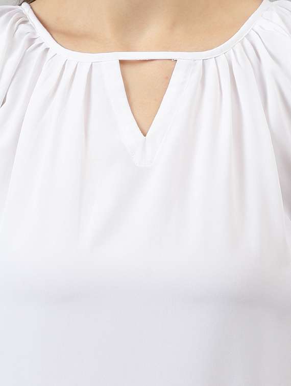 solid white flared sleeves detailed regular top - 20644609 - Standard Image - 4