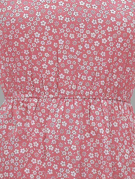 peach floral printed peplum top - 20644611 -  Standard Image - 4