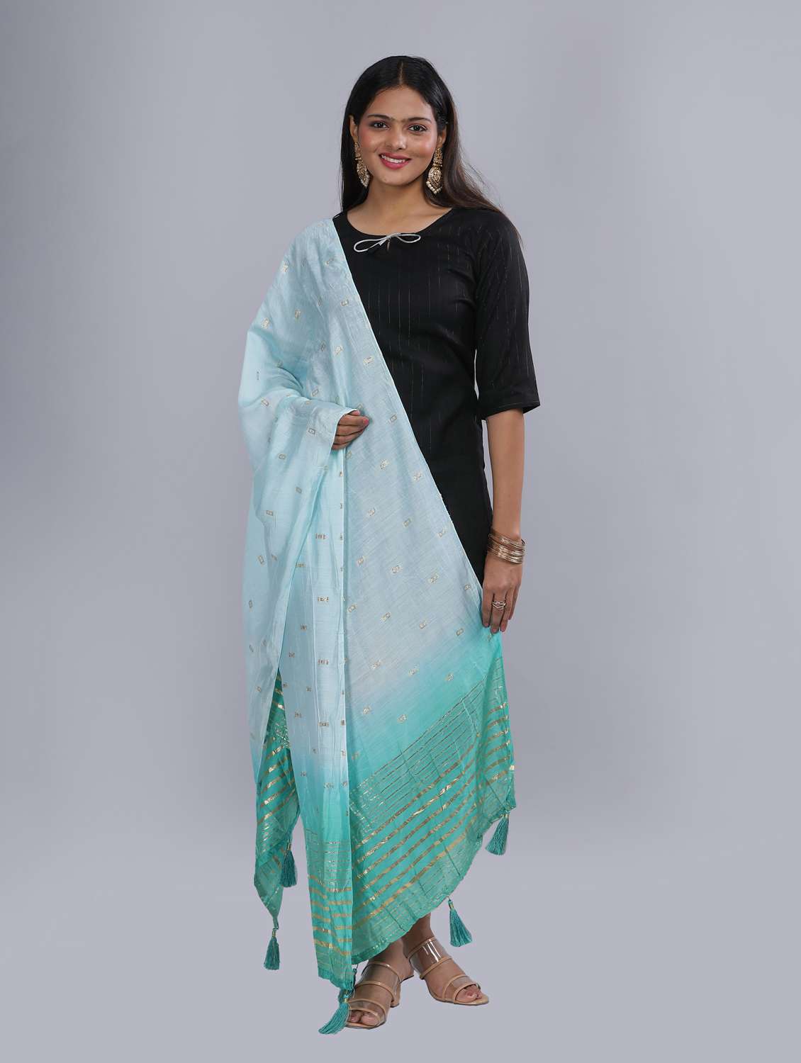 purist blue sequined work dupatta - 20644638 - Standard Image - 1