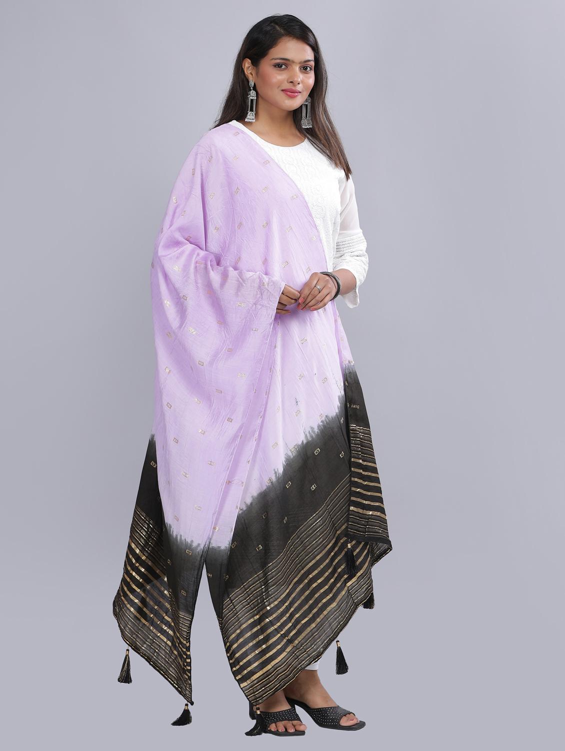 lavender sequined work dupatta - 20644643 - Standard Image - 1